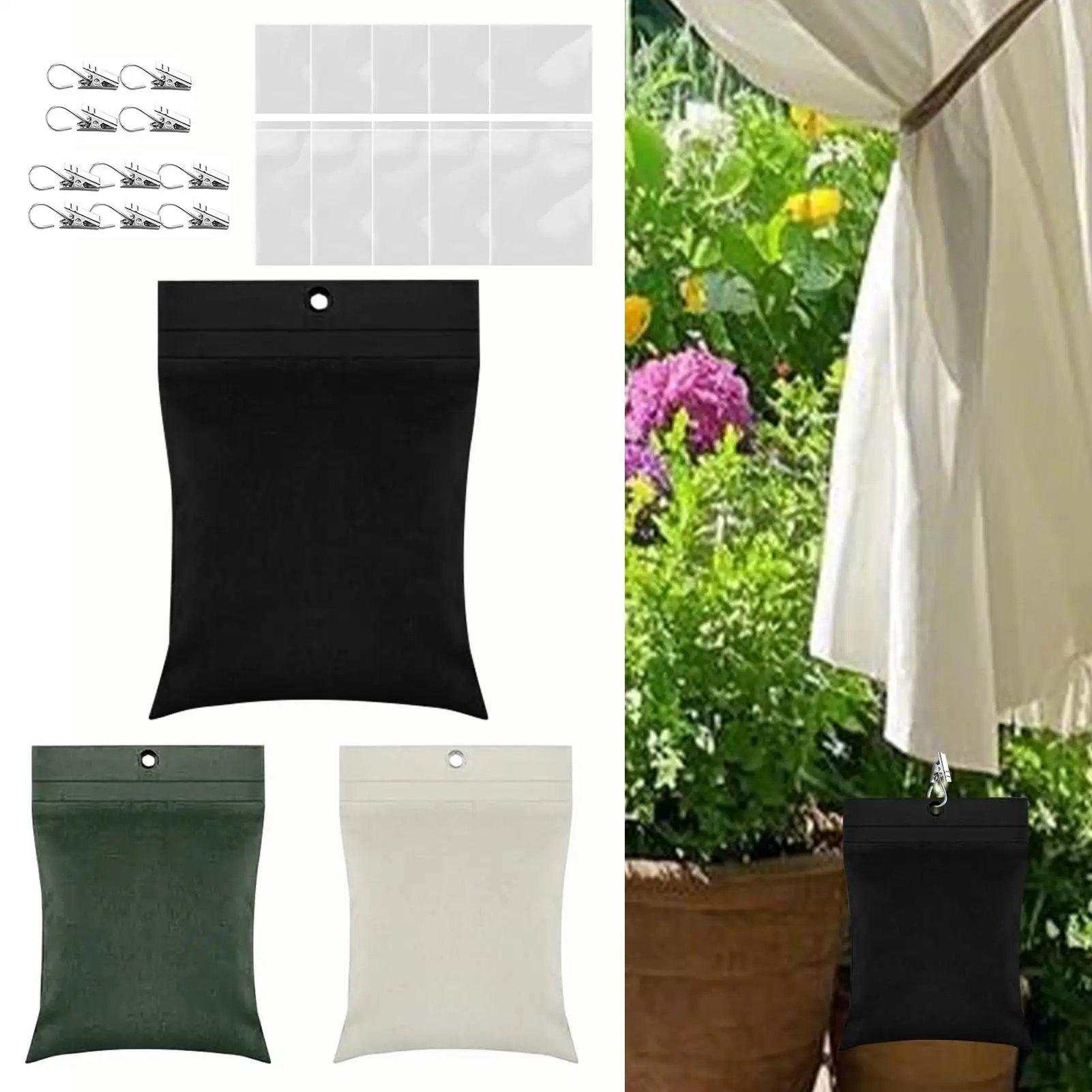 Outdoor Drapery Weights 10 Piece Large Capacity Reusable Weighted Sandbag Bags with Sealed Bags for Outdoor Pergola Front Porch