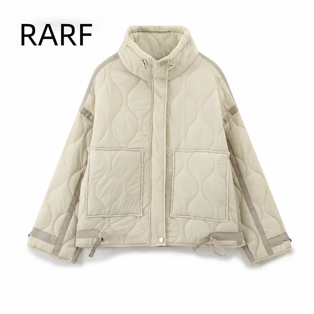 

New stand up collar embroidered casual cotton jacket with loose pockets lightweight cotton jacket short jacket