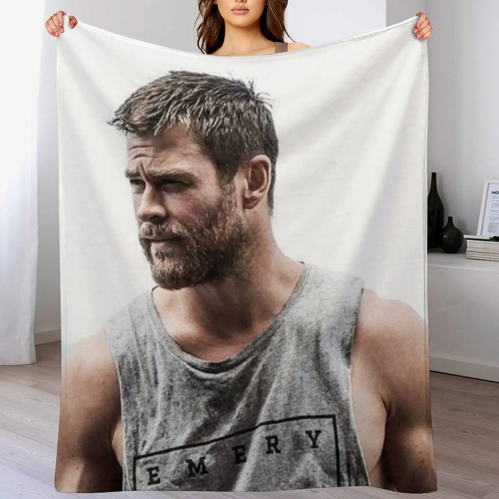 

Chris Hemsworth Throw Blanket bed plaid for sofa Cute Plaid Blankets