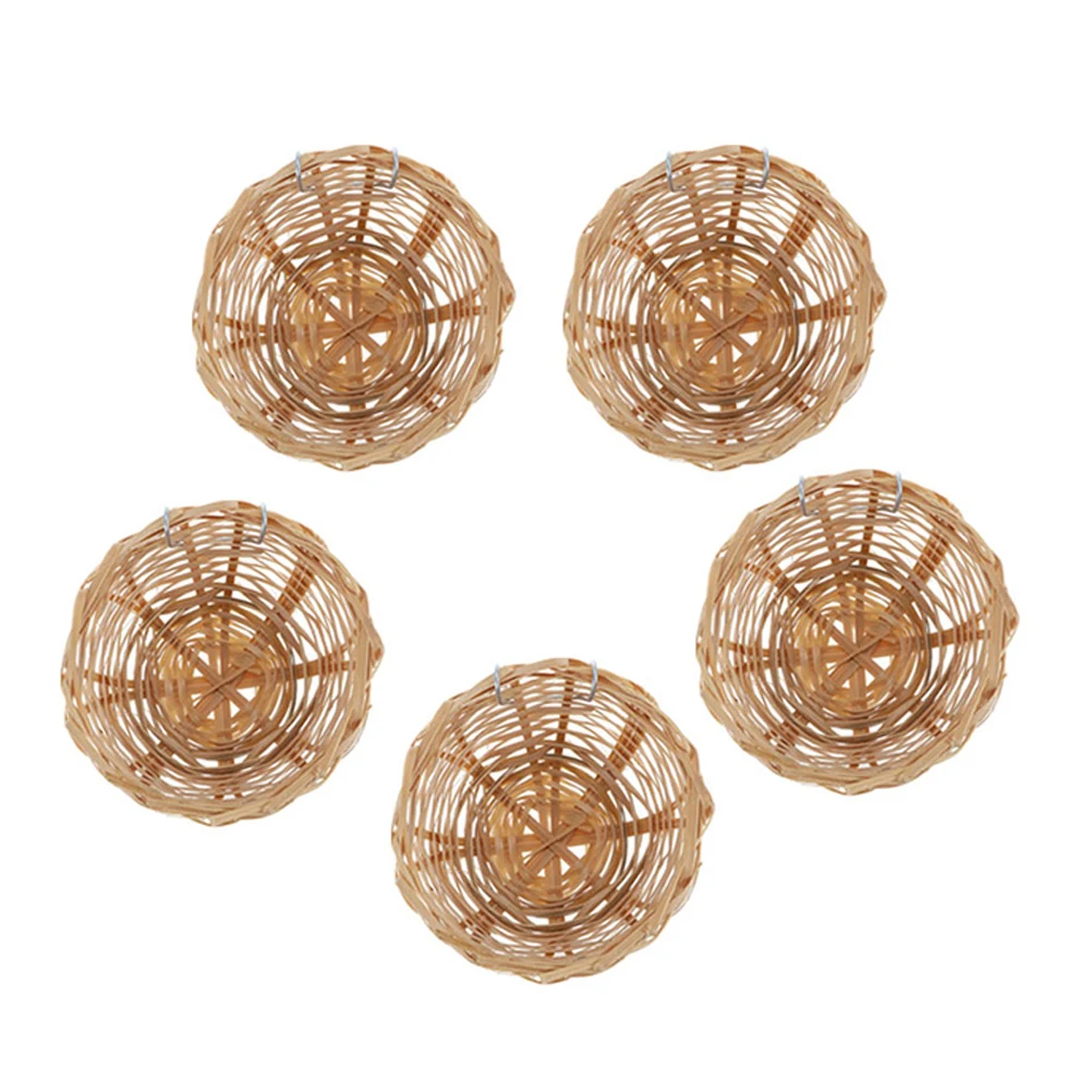 

5Pcs Bamboo Bird Nest Box for Parakeet Cockatiel Breeding Hatching Handwoven Hanging Small Birds Garden Cage Accessories