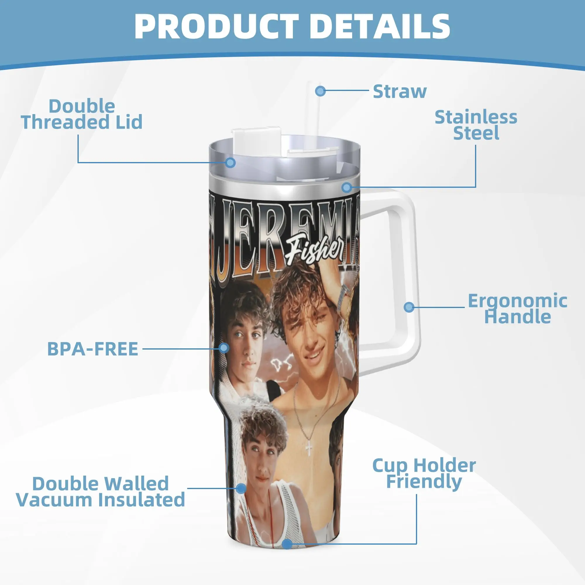 إرميا فيشر خمر بهلوان من الفولاذ المقاوم للصدأ أكواب سيارة التخييم كوب حراري كبير الحفاظ على الحرارة زجاجة ماء