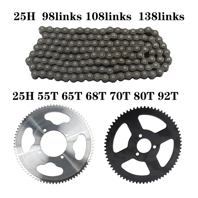 

25H Chain 55t 65t 68t 70t 80t 92t Tooth Inner 29/54/55MM Rear Sprocket for 47CC 49CC Mini Moto ATV Quad Dirt Pit Pocket Bike