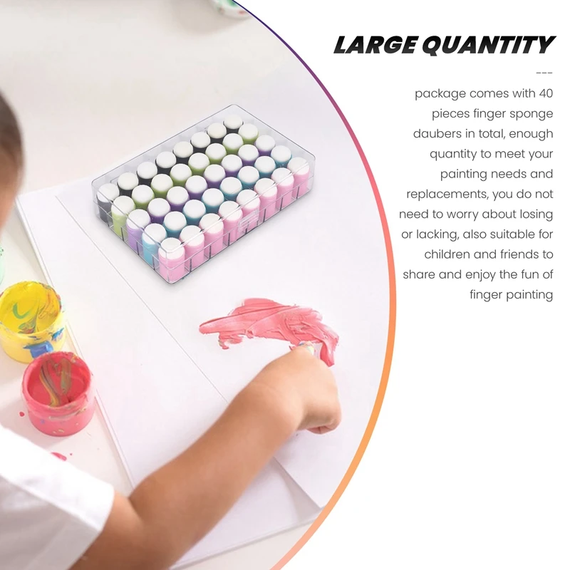 40 قطعة إصبع الإسفنج Daubers إصبع اللوحة الإسفنج الحرفية رسم الإسفنج Dauber مجموعة لطلاء الحبر الفني الحرف بطاقة