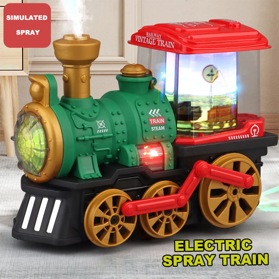 Simulation electric steam spray train train toy car model Electric toy Boy Girl toy birthday gift