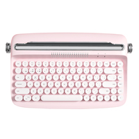 YUNZII B303 Pink Wireless Typewriter Keyboard, Retro Bluetooth Aesthetic Membrane Keyboard with Adjusted Stand for Multi-Device