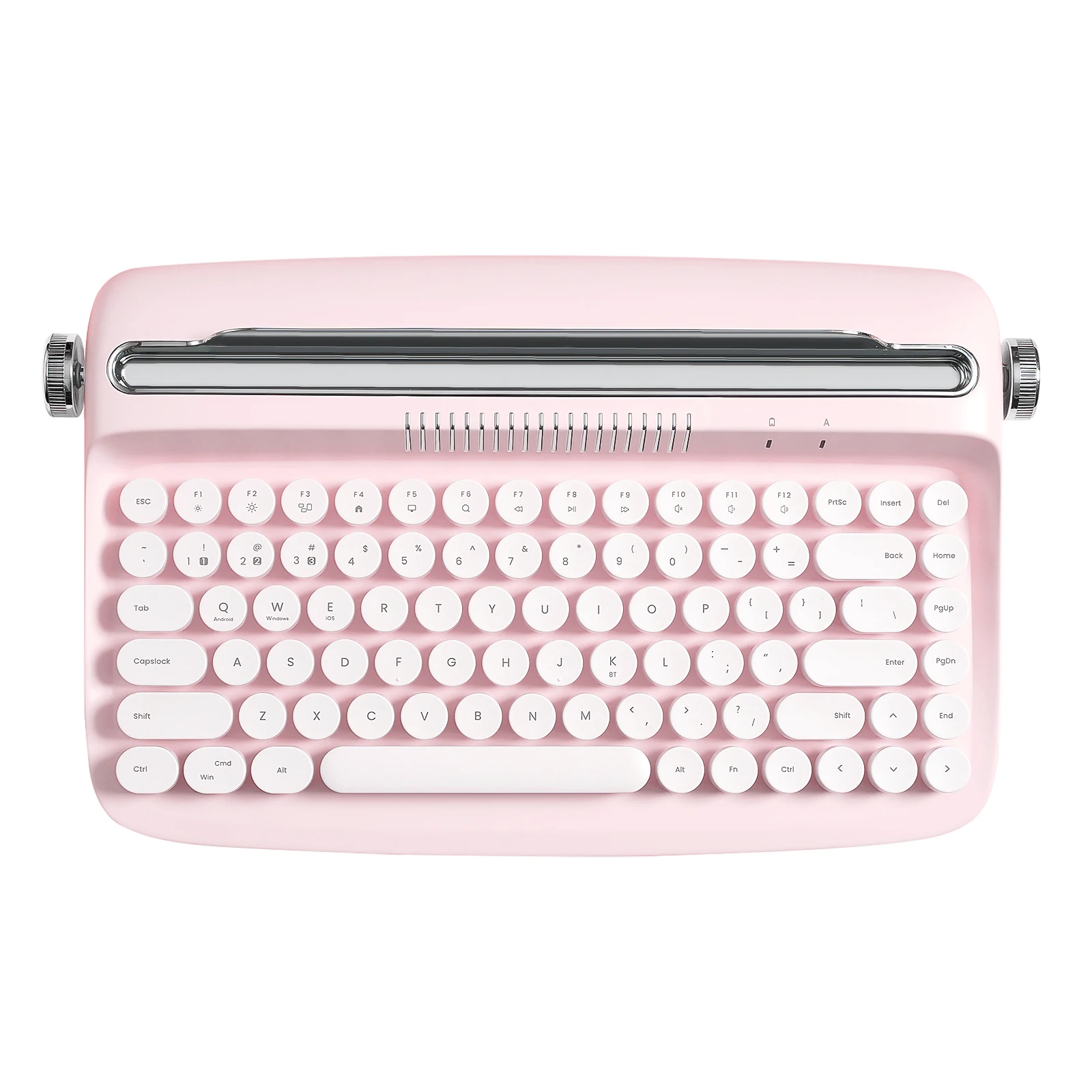 YUNZII B303 Pink Wireless Typewriter Keyboard, Retro Bluetooth Aesthetic Membrane Keyboard with Adjusted Stand for Multi-Device