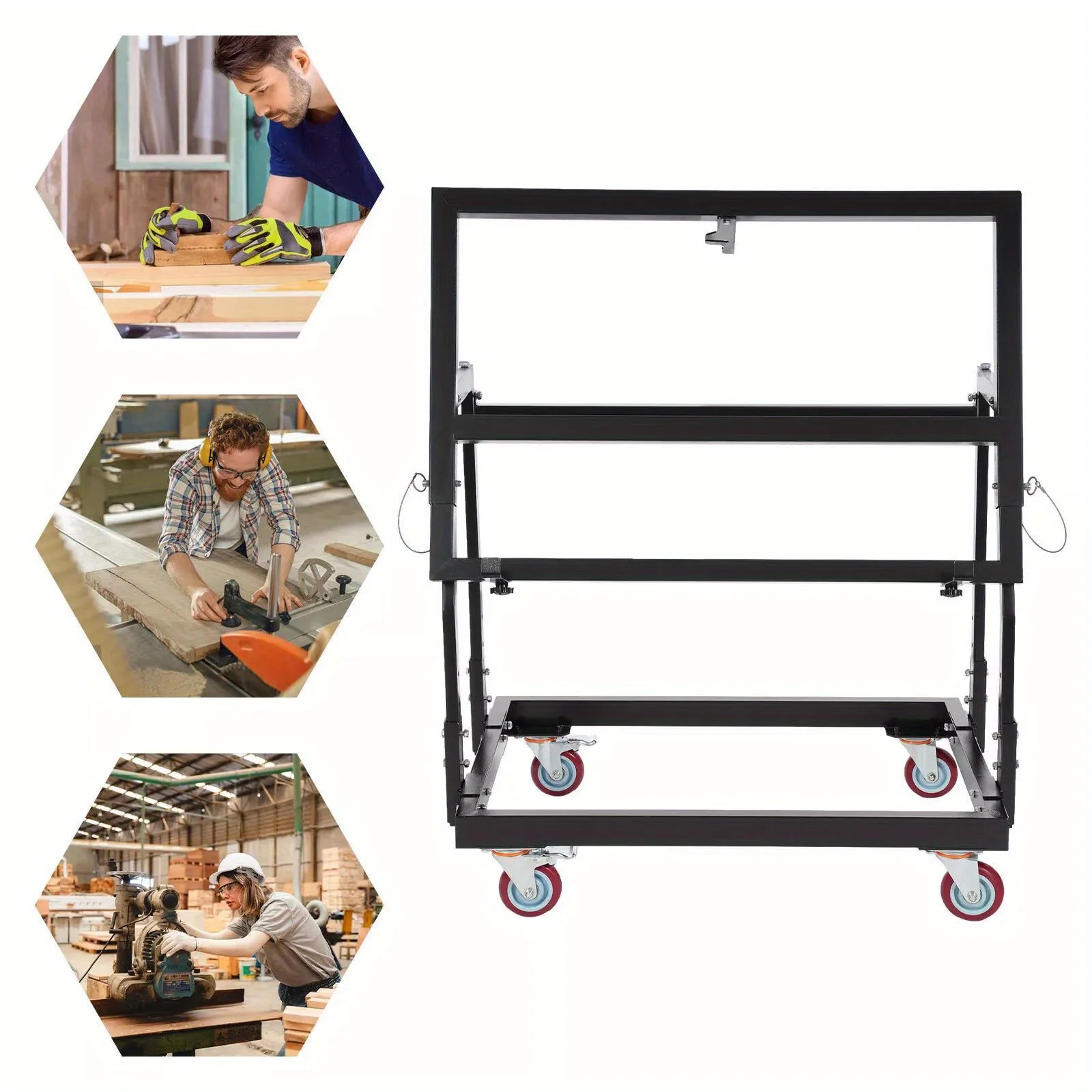 عربة الحوائط الجافة شديدة التحمل 1000 رطل - عربة إمالة ذات 4 عجلات دوارة مع فرامل ورف عرض - متينة ومحمولة للمستودعات