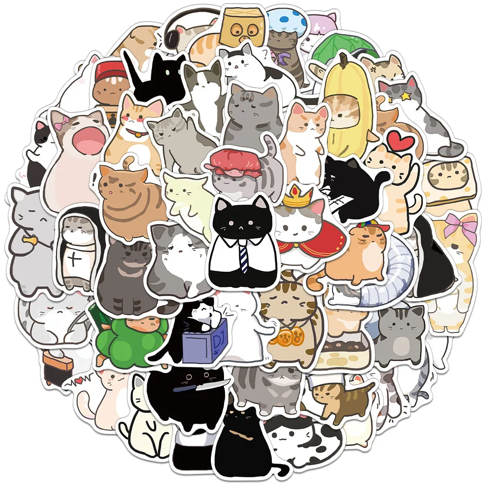 55PCS Creative Q-Version Cat Meme Sketching Stickers, Phone Case Decoration, DIY Phone Case, Notebook Stickers
