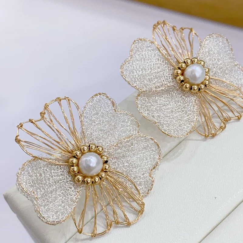 

SGARlT Original Design Handmade 14k Filled Gold Natural Freshwater Round Pearl Dangle Earrings Simple and Popular Fine Jewelry