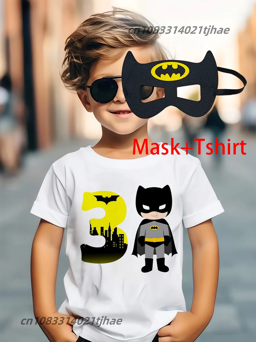 Funny Batman Super Hero Kids Tshirts for Baby Birthday Party T-Shirt Tees Boys T Shirt with Clothes Children Fashion Tops image 3