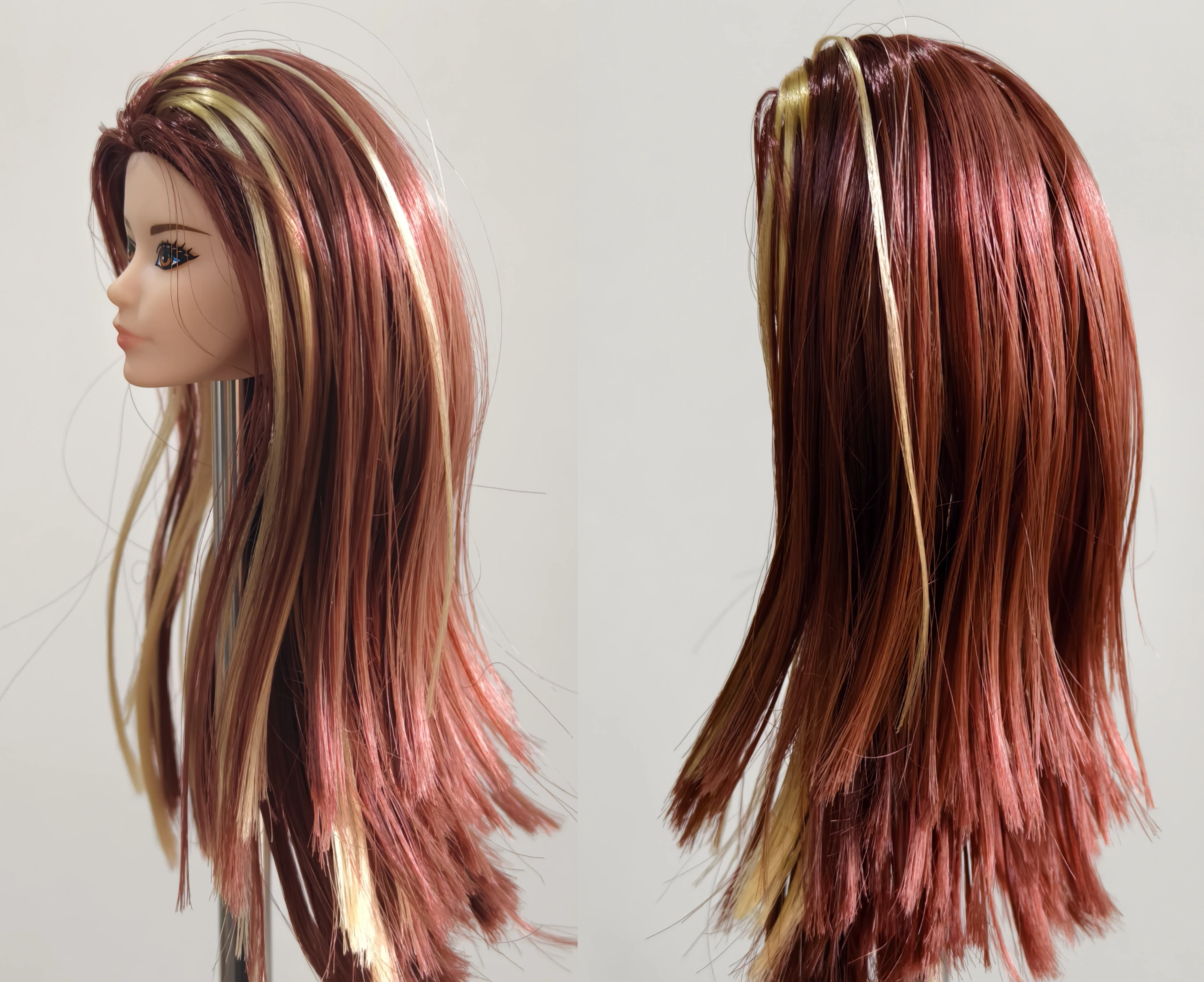 เจ้าหญิงสวยผู้หญิง 1/6 หัวตุ๊กตาสําหรับตุ๊กตาสาว 30 ซม.ตุ๊กตาสีม่วงทองผมยาวตุ๊กตาหัว