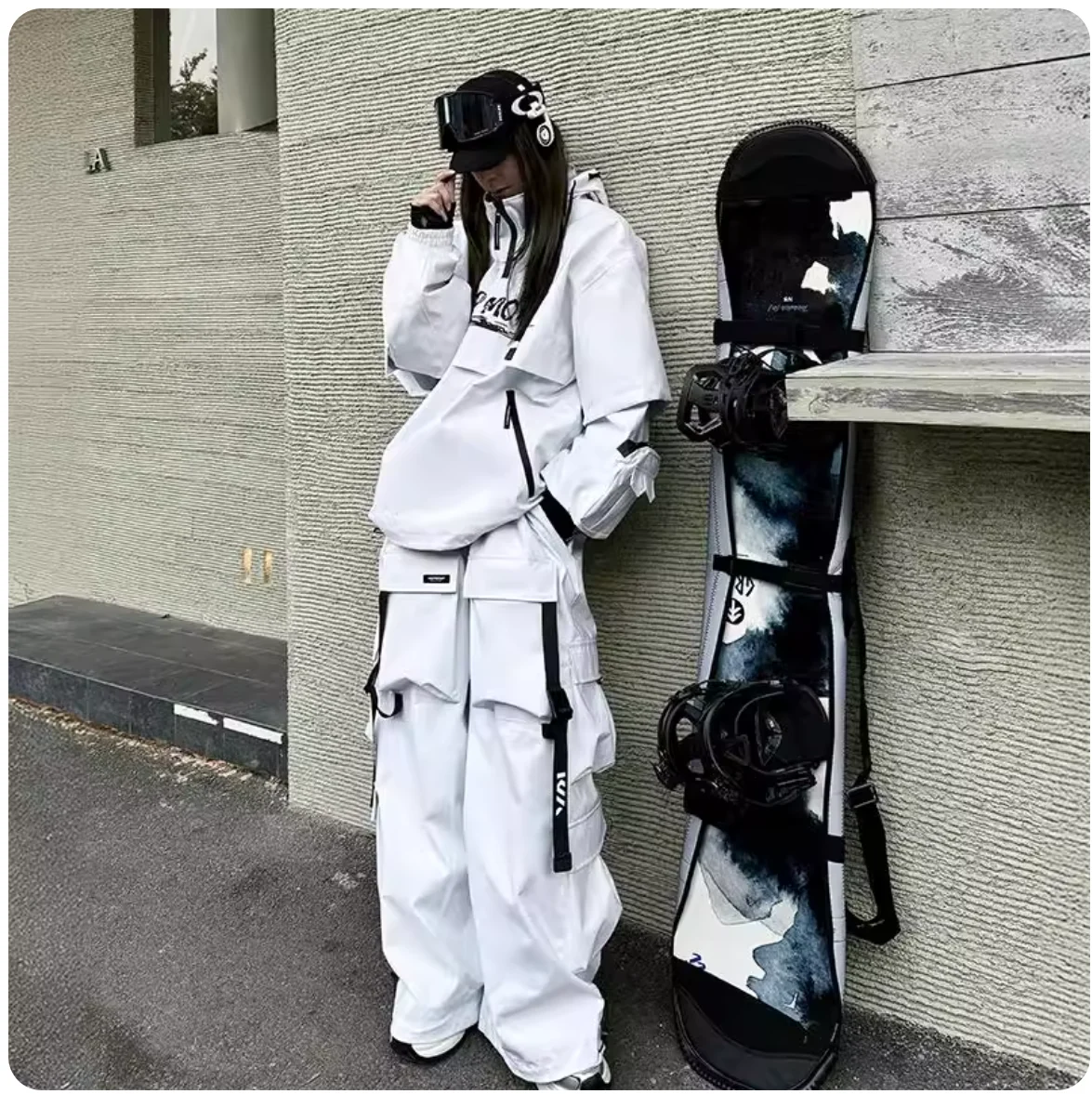 KEEPMONEY ใหม่สไตล์อเมริกันชุดสกีสีขาวกันน้ำสโนว์บอร์ดชุดขนแกะซับฤดูหนาวที่อบอุ่นชุดกีฬาสำหรับผู้ชายผู้หญิง