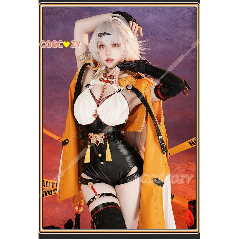 Zenless Zone Zero Anime Costume Yixuan Wig Sexy Jumpsuit Chinese Styles Coat Uniform Yellow Coat Shoe Cover Accessories