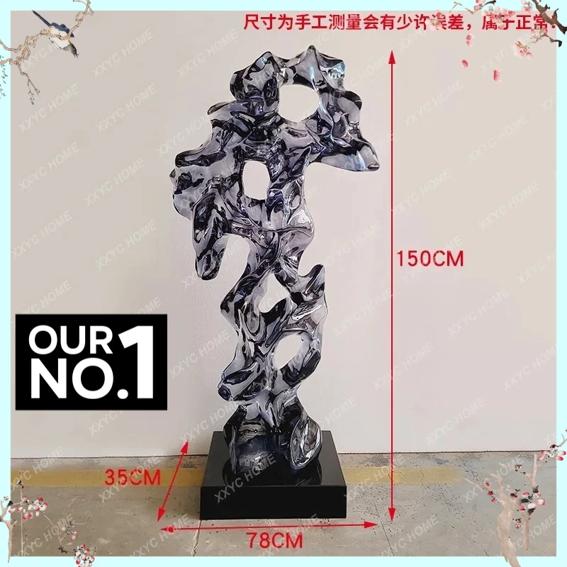 X-S New Chinese Abstract Taihu Stone Ornament Transparent Resin Sculpture Hotel Lobby  Room Entrance Decoration HG
