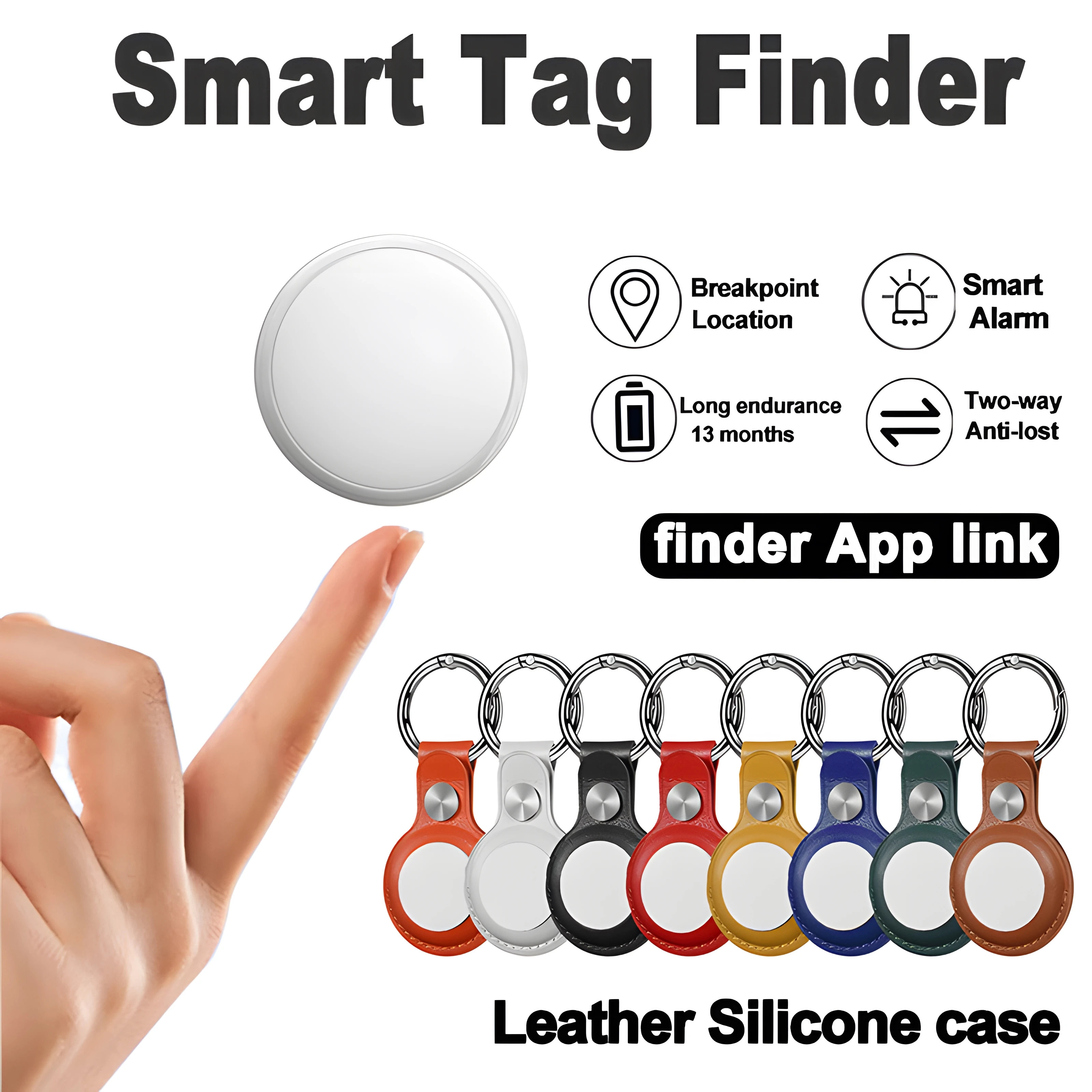 GPS Smart Tag Tracker Finder Car Pet Children Anti-Lost Device Locator for Apple Find My APP Alarm Finder Silicone Leather Case