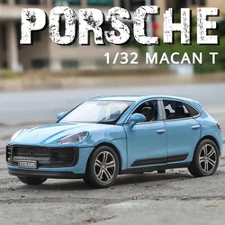 1:32 Porsche Macan T SUV modello di auto in lega Diecast simulazione giocattolo Sound Light Pull Back Collecte decora regalo per il compleanno del ragazzo