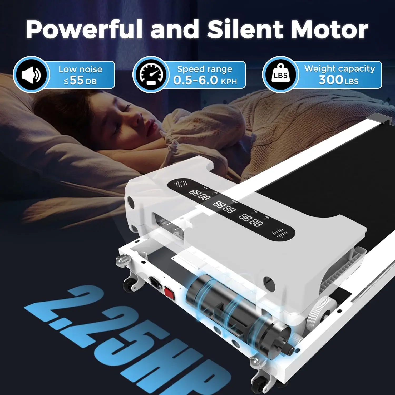 2.25HP Walking Pad Under Desk Treadmill 300 Lbs Capacity Wide Belt Compact Walking Treadmill for Home Office  ized