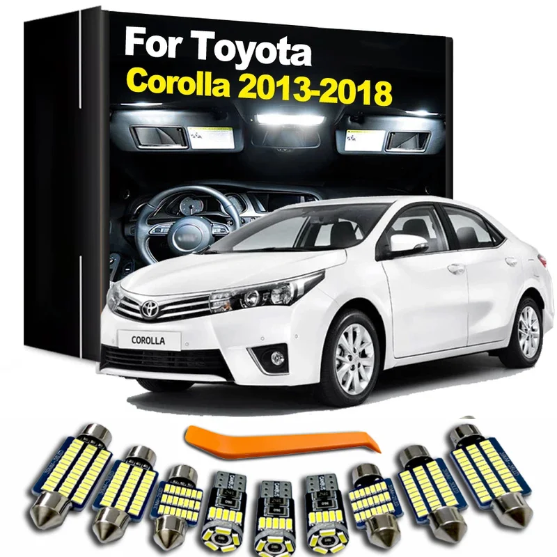 14Pcs For Toyota Corolla 2013 2014 2015 2016 2017 2018 LED Interior Map Dome Reading Trunk Light Sunvisor Bulb Kit Canbus