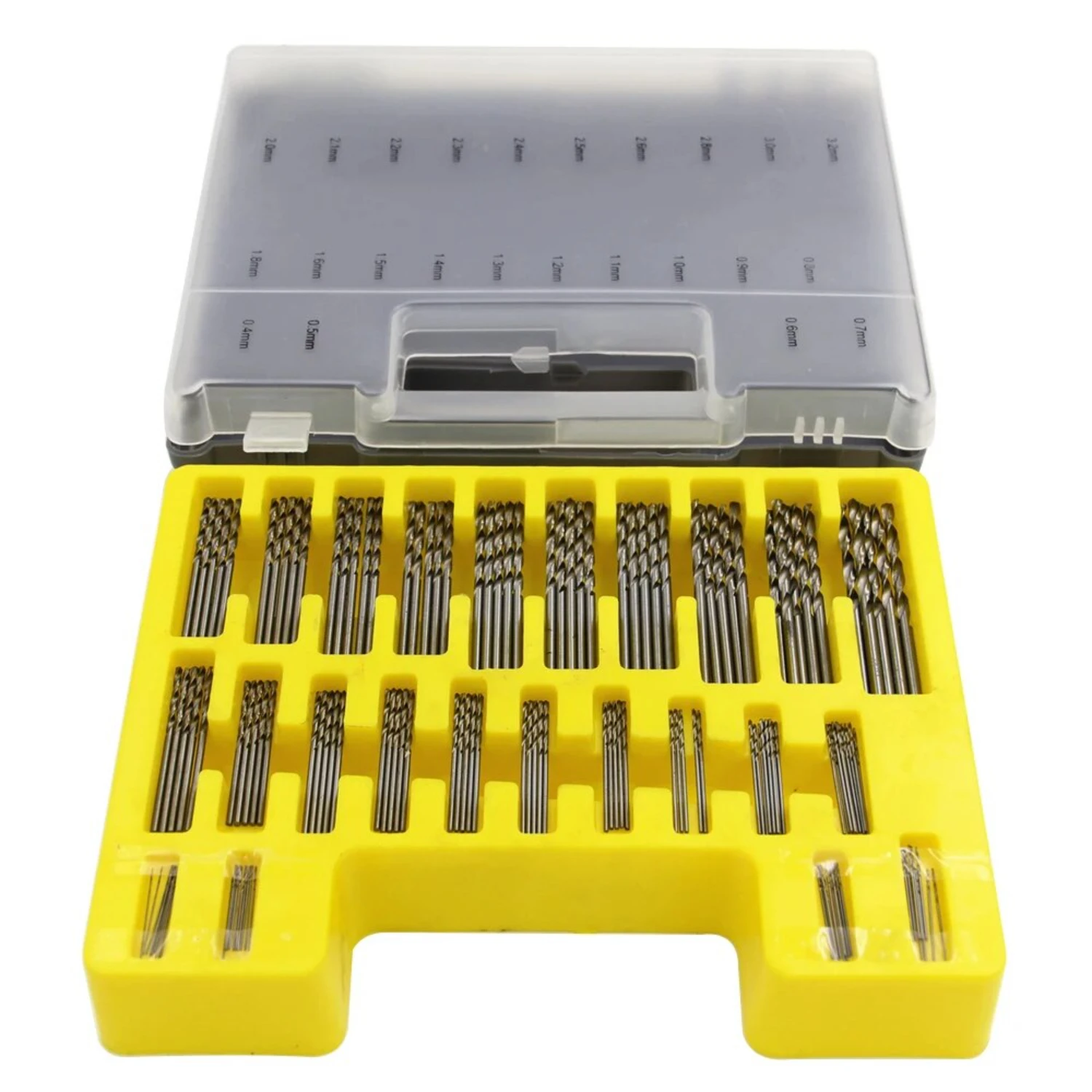 

150PC Mini Fried Dough Twists Drill Plastic Box 0.4-3.2mm Small Drill Box Mini Straight Shank Fried Dough Twists Drill Set