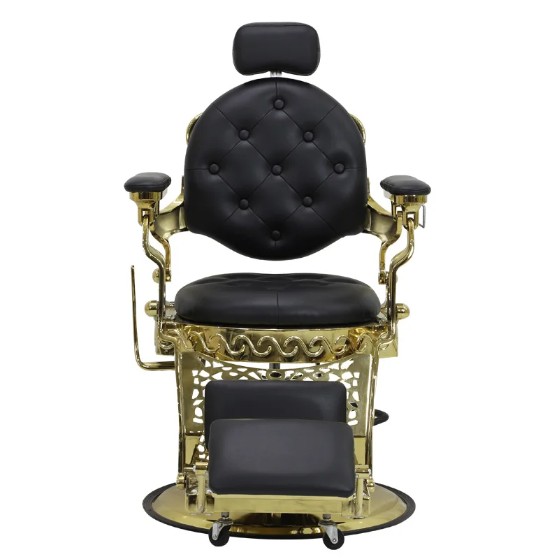 Custom Antique Professional Barber Barber Chair Synthetic Leather Hydraulic Pump Retro Men's Barber Shop Chair