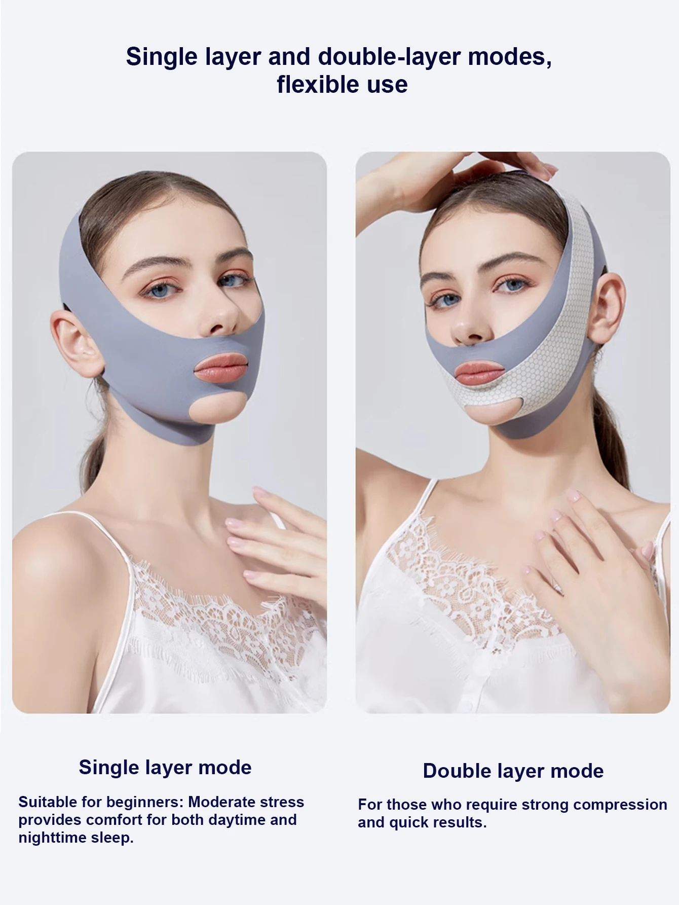 フェイスリフティングベルト Vラインシェイパー 顎ラインチンストラップ、二重あごの軽減とシワケアのためのアンチエイジングフェイスファーミングマスク