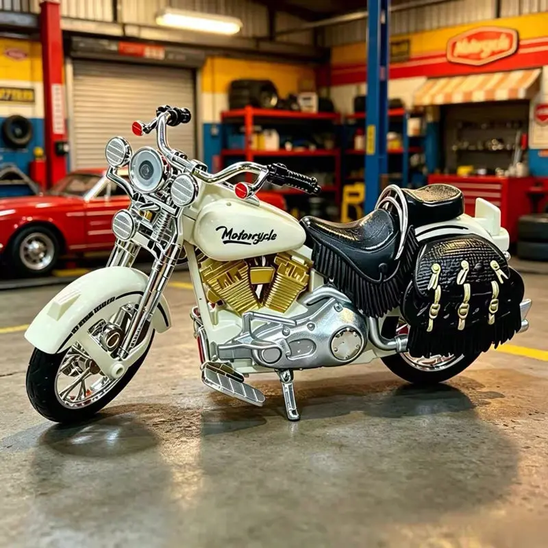 Modèle de moto cruiser rétro en alliage Softail Heritage Classic 1:10, modèle de moto de tourisme sur route, simulation de son et de lumière