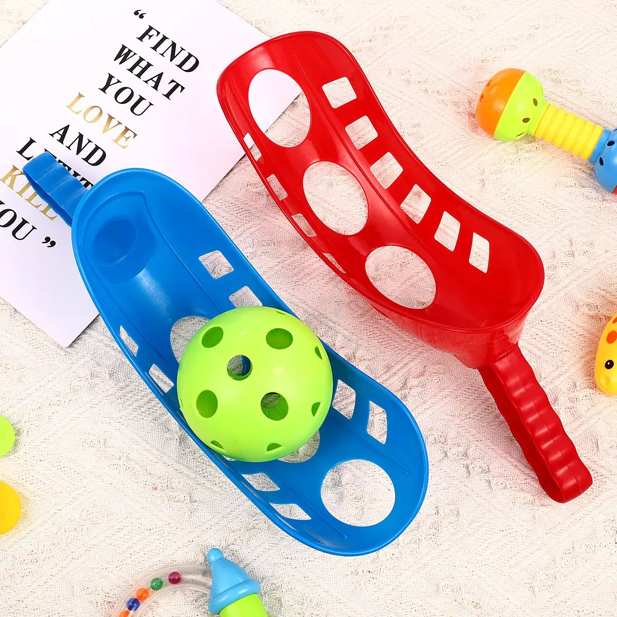 Jeu de balle à lancer et attraper, 2 pièces, Sports de plein air, jeu de plage pour enfants, jouet interactif en plein air, balle (aléatoire)