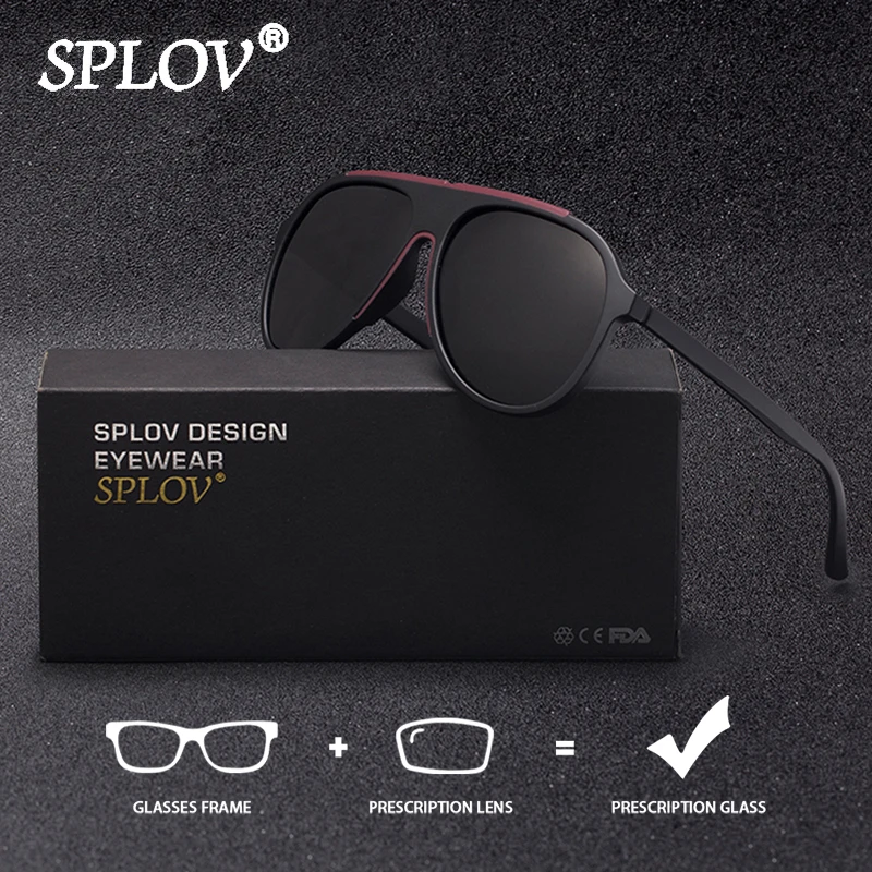 

SPLOV Customized Polarized Prescription Sunglasses Fashion Double Bridge Frames Large Frame Design Men's Personalized Sunglasses
