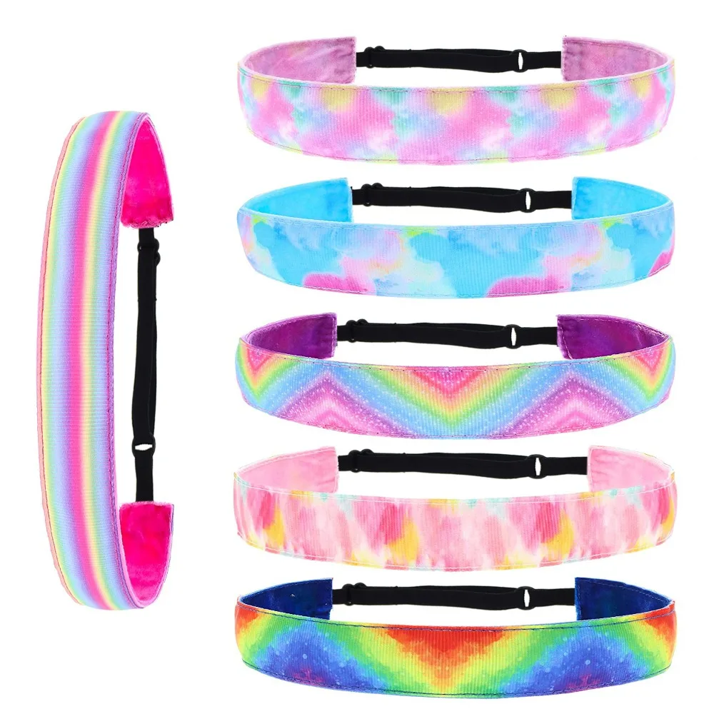 Tie Dye Elastische Hoofdbanden Kwaliteit Elastische Antislip Haarbanden Verstelbare Sport Hoofdbanden Meisje