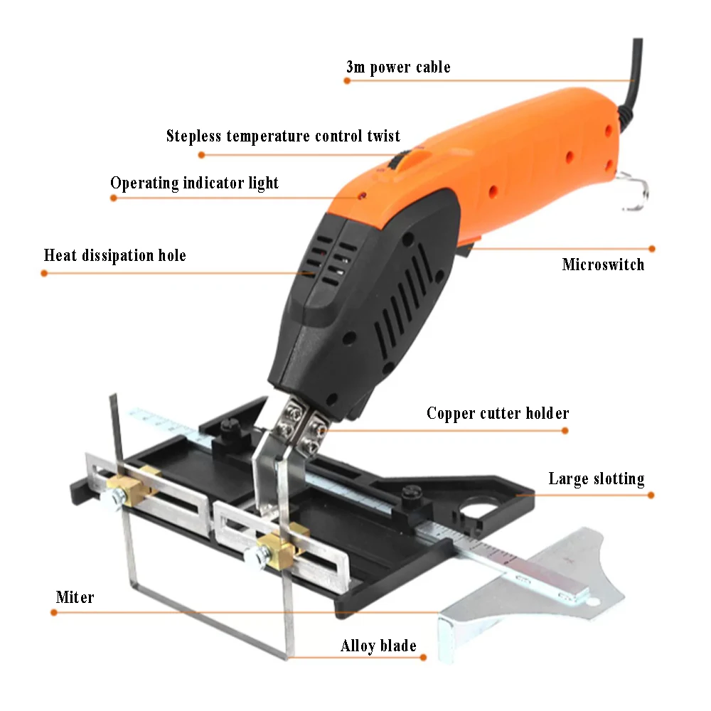 250W Air Cooled Electric Hot Knife With Straight Blades for Pearl Sponge Foam Carving kt Board Cutter Hot Melt Slotting Tool