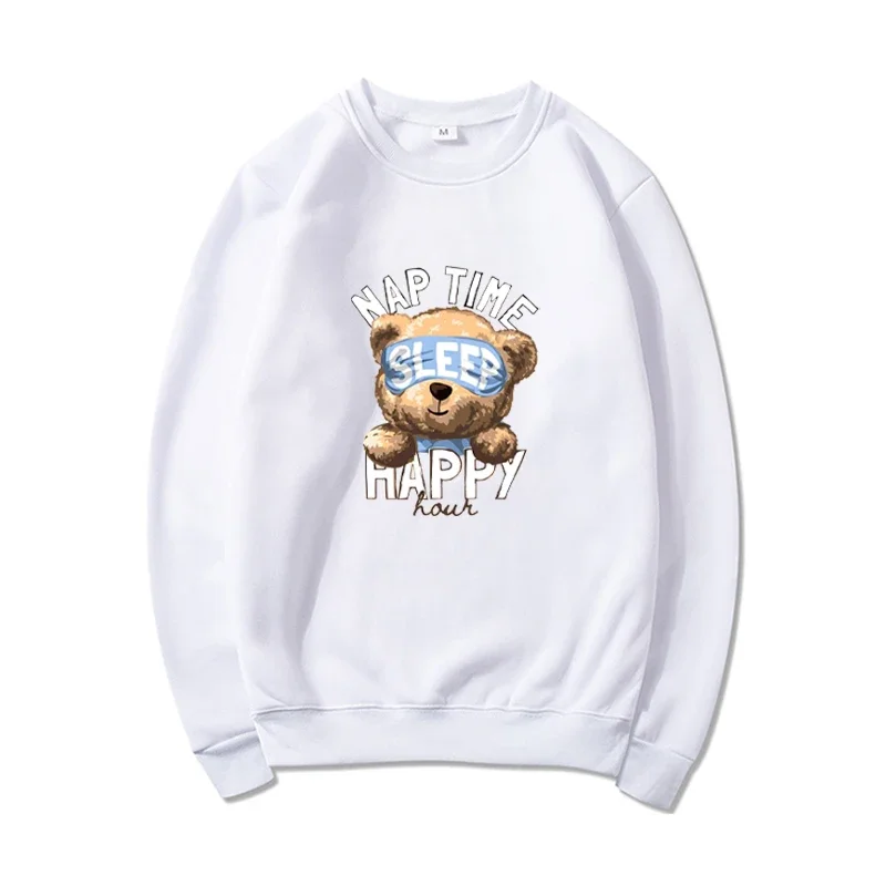 

Fall and Winter Long-sleeved Round Neck Sweater Men's Women's Couples Clothing Cute Bear Printing Casual Harajuku Tops