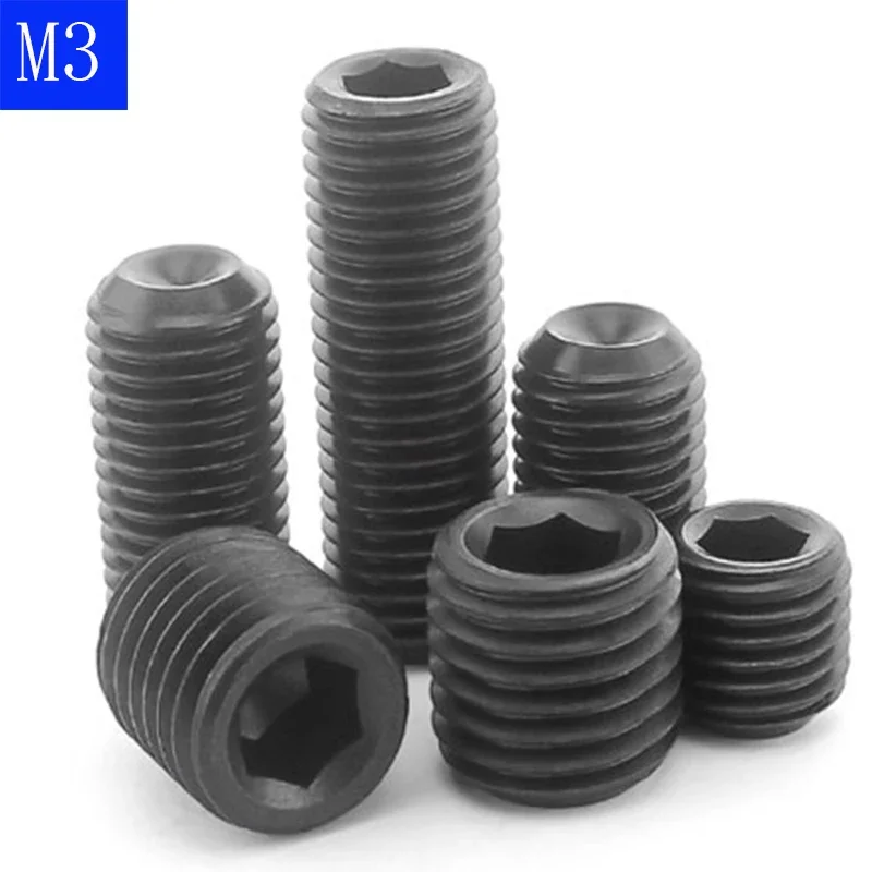 M3 x 0.5 - 3mm Black 304 Stainless Steel Allen Cup Point Set Screws Hex Socete  bolts DIN 916