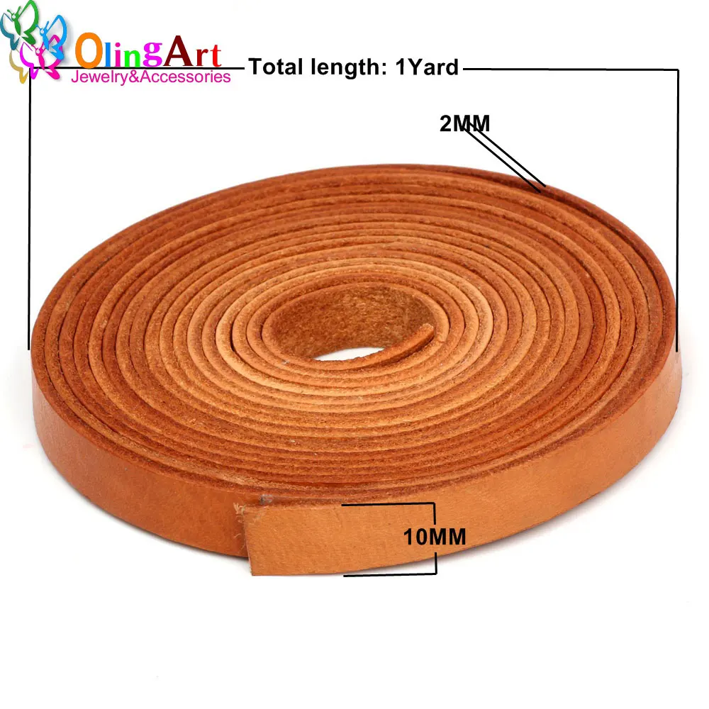 OlingArt 10*2mm 1Yard/Lot Multiple Colour Flat Leather Rope/Cords DIY Necklace Bracelet Earrings Choker Jewelry Making New view 4