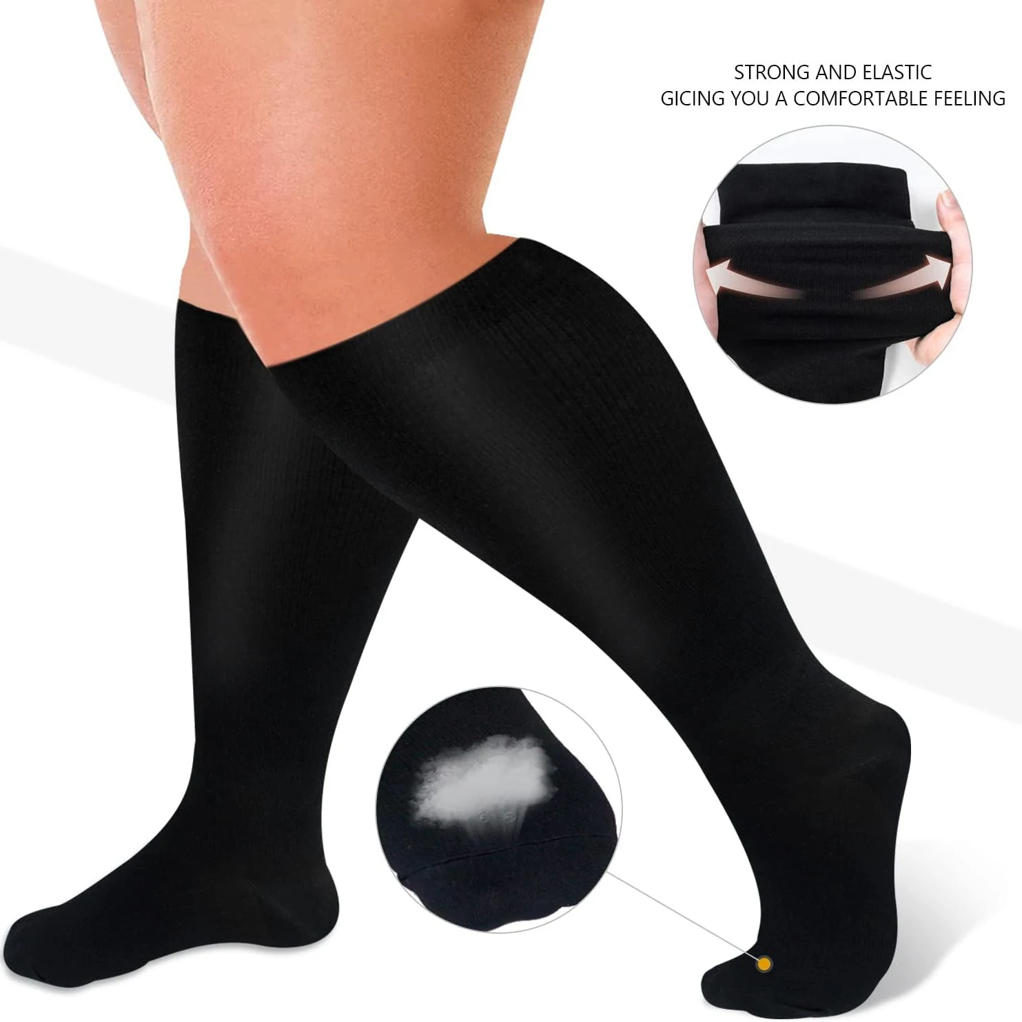 Plus Size Compression Socks for Women and Men Wide Calf Extra Knee High Support for Circulation