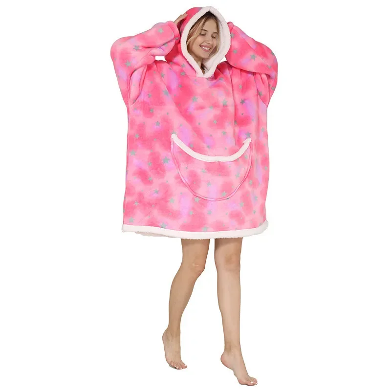 Flannel Hooded Blankets Ultra Plush Fleece Sweatshirt Blanket Hoodie Pink Grey Wine Blue Winter Warm Sherpa Blanket with Sleeves