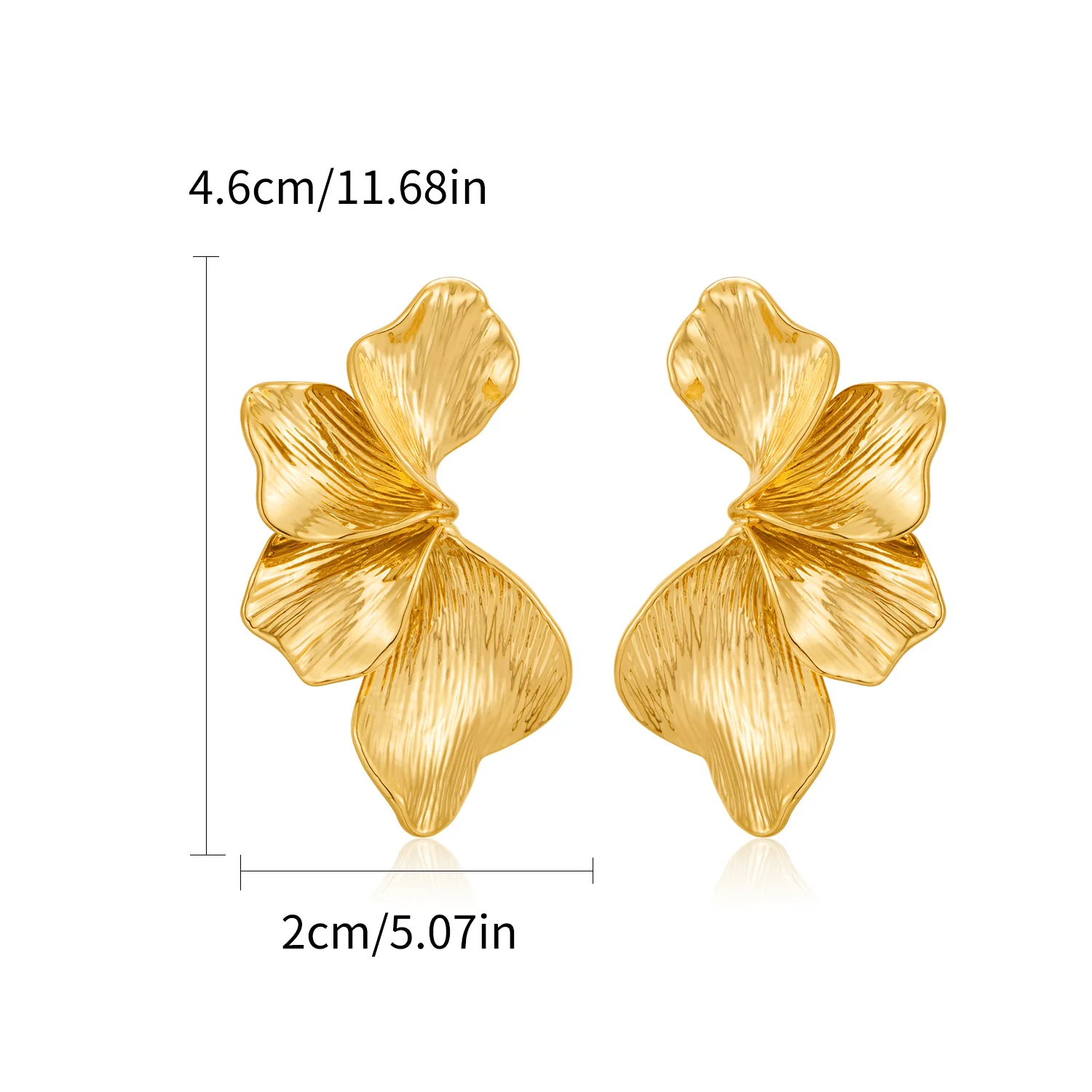 18K مطلية بالذهب بيان أقراط للنساء قطاع زهرة ليف القرط أقراط كبيرة هيبوالرجينيك مسمار مجوهرات هدايا #5