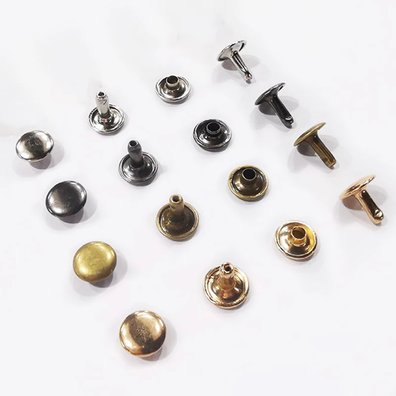 100PCS 6X6mm Double Hat Metal Rivet Round Rivets DIY Belt Clothing Round Alloy Double-sided Bump Fastener Bag Button Accessories