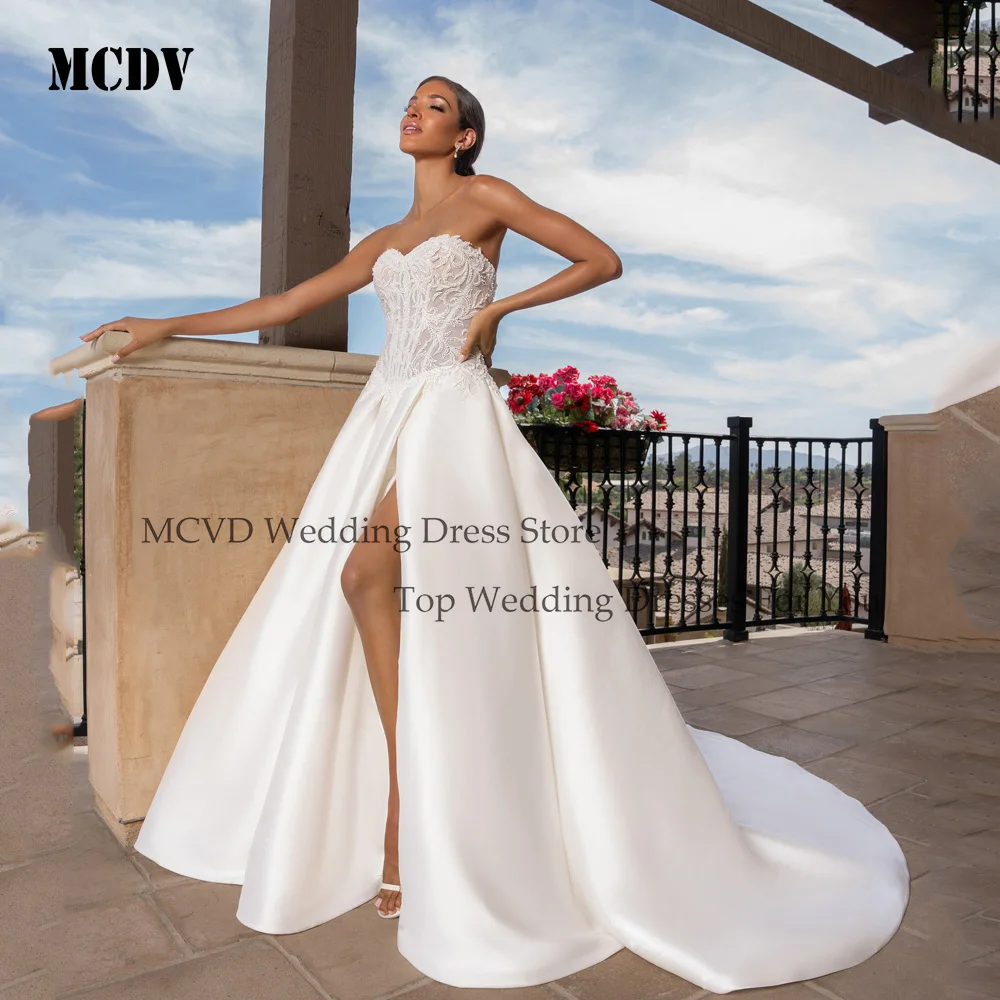 

Exquisite A Line Sexy Wedding Dresses Woman's Sleeveless Appliques Fluffy Pleat Bride Gowns 2025 Vestidos De Novia Customized