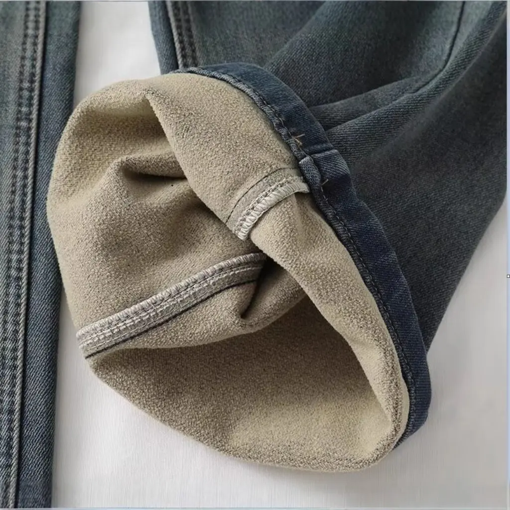 

Fleece Straight Jeans High Waist Elastic for Women Winter Casual High Waist European And American Style Wholesale 18WS-5827