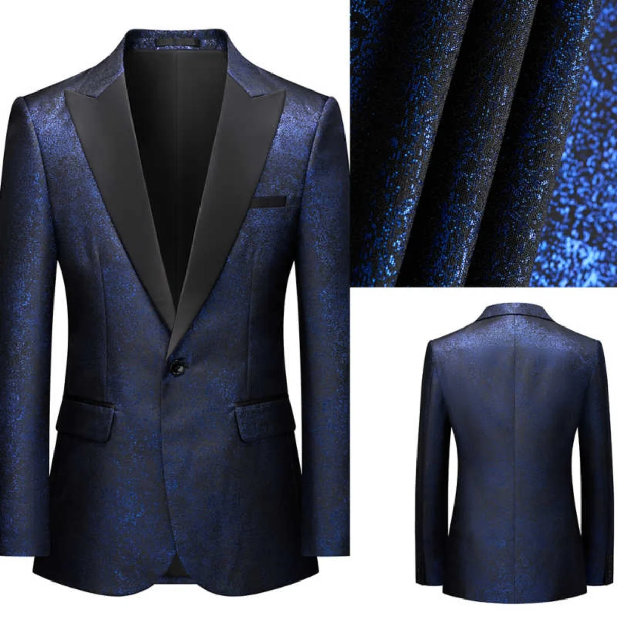 

Shiny Wedding Grooms Tuxedo 1 Piece Blazer Single Breasted Peaked Lapel Business Evening Party Man Suits Spot