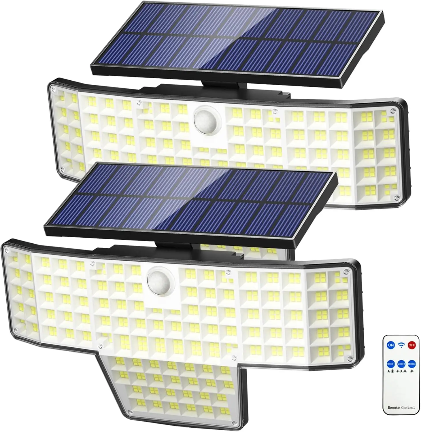 Lampes solaires extérieures 448 LED projecteur IP65 étanche lampadaires solaires avec capteur de mouvement et télécommande pour jardin