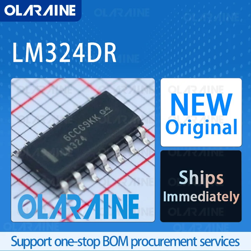 10/50/100Pcs LM324DR SOIC-14 original ic chip Operational Amplifiers - Op Amps RoHS 4 Channel SR -500 mV/us Vos -7 mV Ib-250 nA