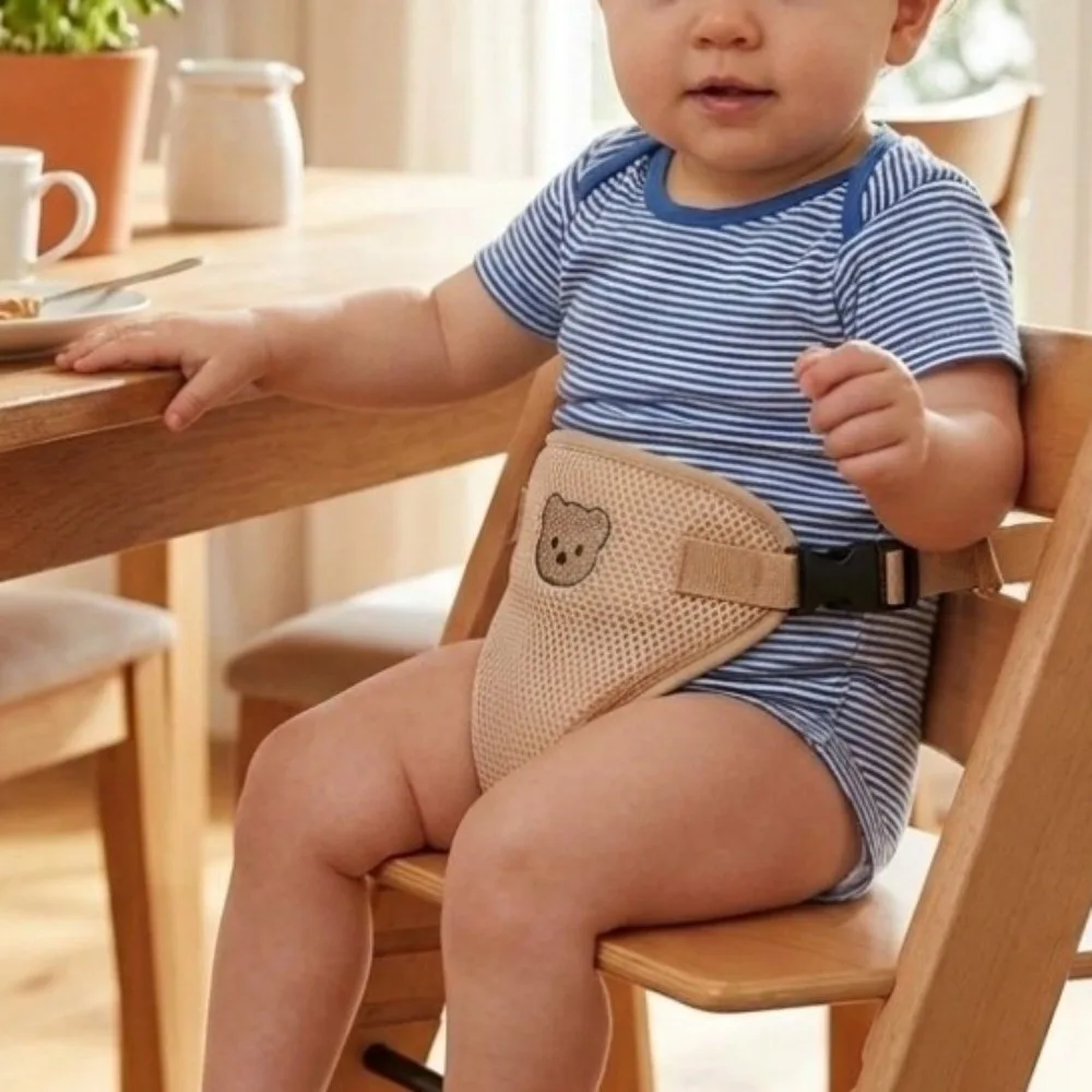 Soft Fabric Baby High Chair Safety Strap Adjustable Skin-friendly Dining Chair Seat Belt Breathable Mesh Frees Up Mom's Hands