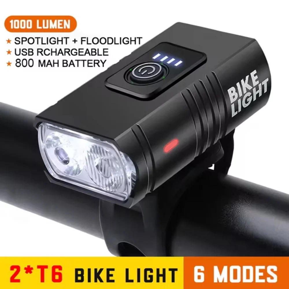 אור אופניים t6 הוביל חזית USB נטענת 6 מצבים mtb הרים אופניים מנורת אופניים 1000lm