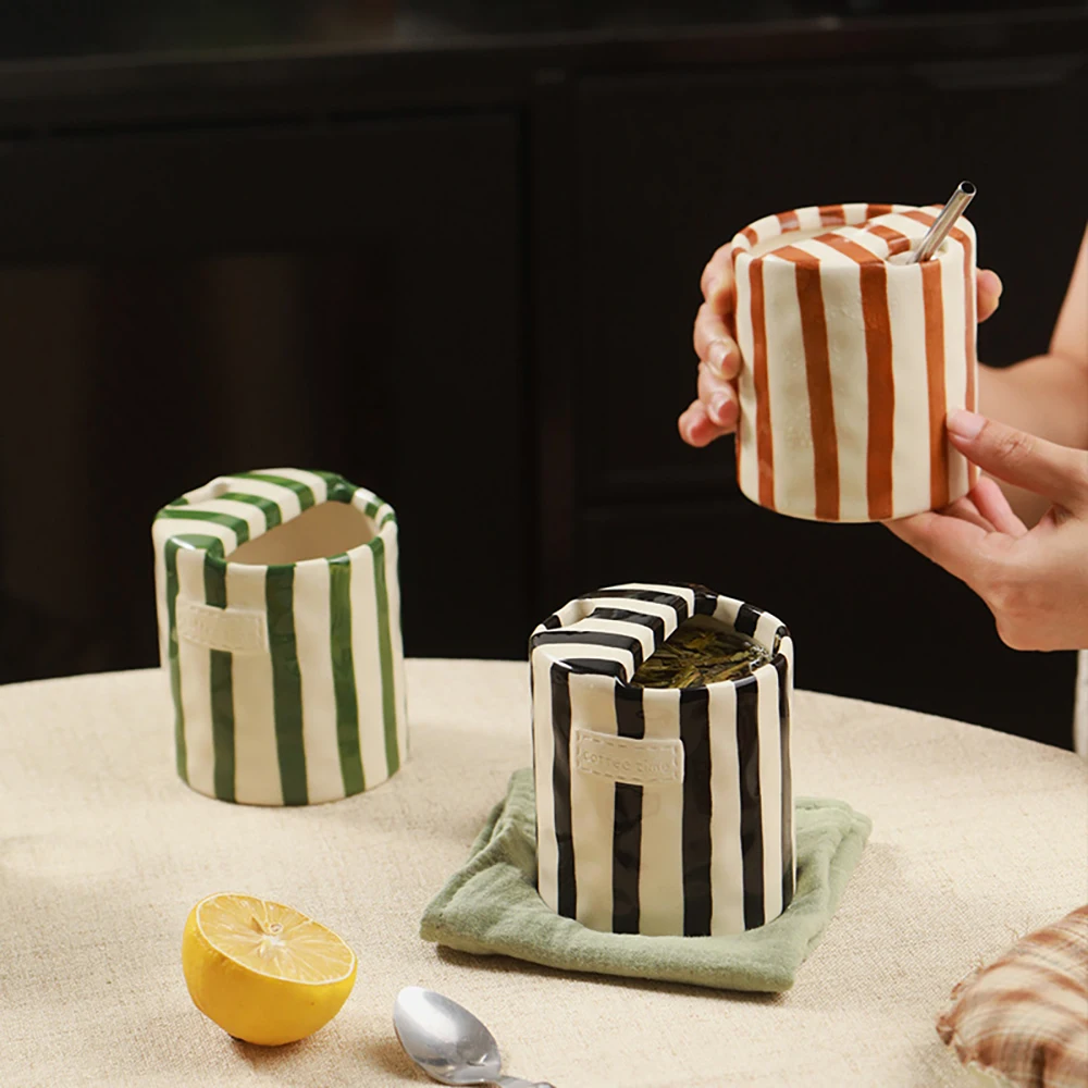 Striped Ceramic Mugs Creative Tumbler Cutout Design Hand-Pinched Irregular Water Cups INS Style Under Glazed Coffee Milk Mug