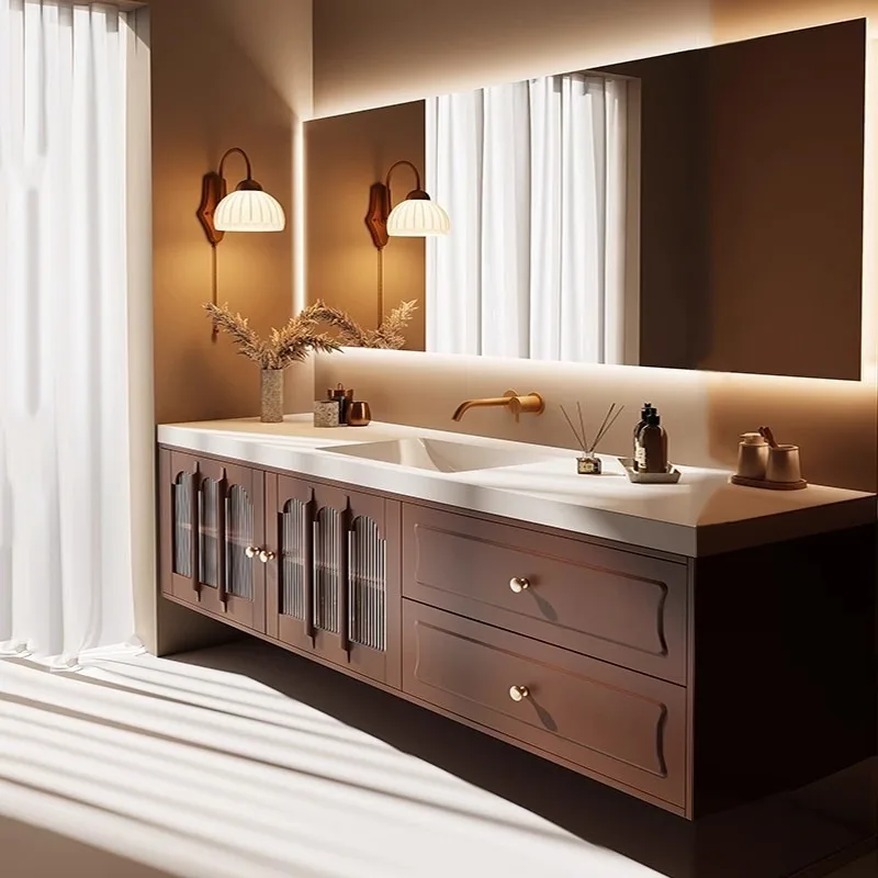 

2026 Modern Retro Luxury Exquisite Design Bathroom Vanities Ceramic Basin Bathroom Cabinet for Kitchen Use