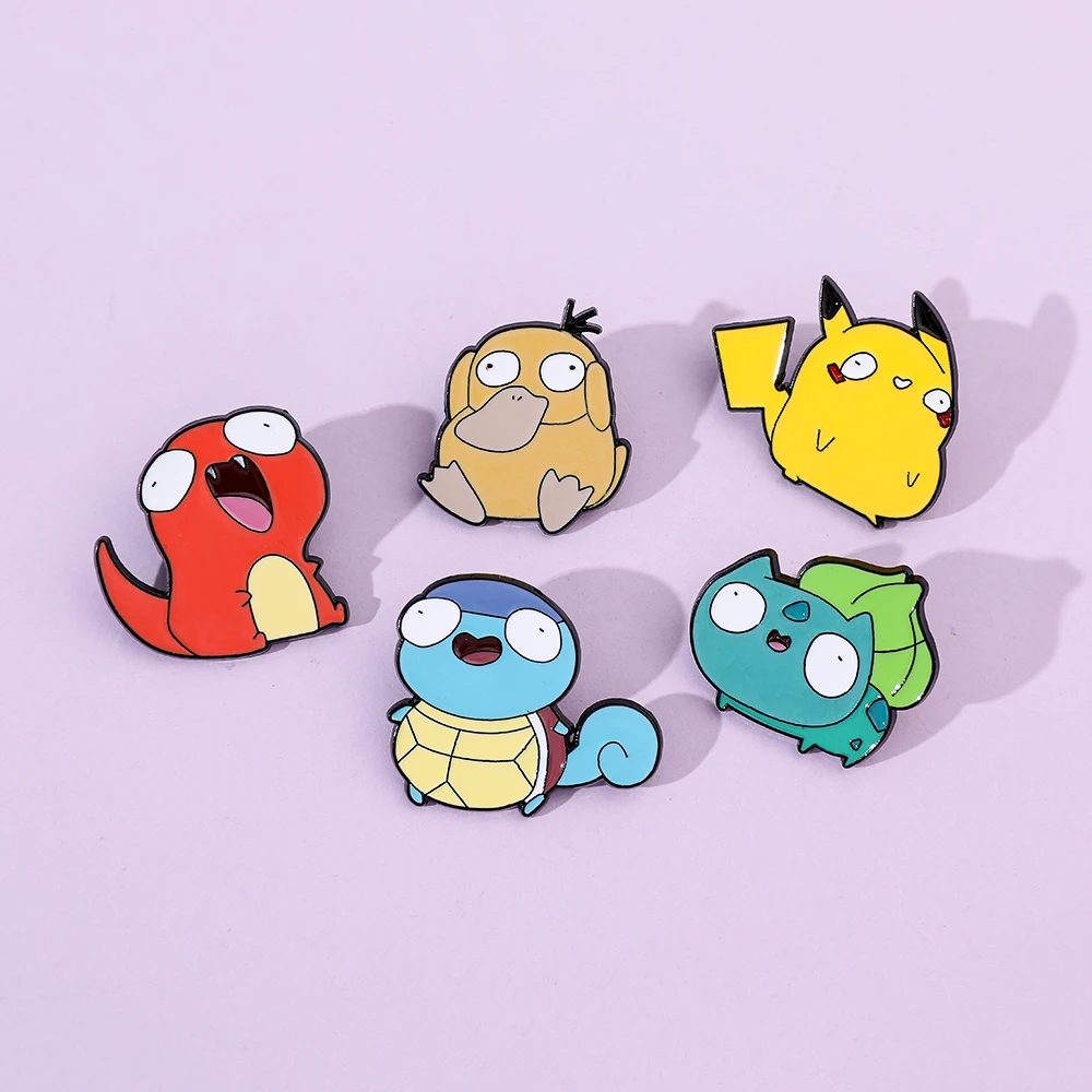 Funny  Psyduck Charmander Brooch Set Cute Pikachu  Enamel Pin Wallet Backpack Clothes Jewelry  Brooch 2025 - view 5
