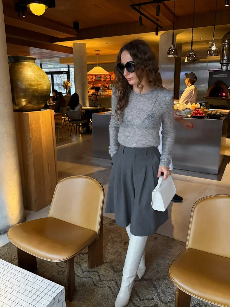 

Sexy Solid See Through Knitted Pullover Women Sexy Round Neck Full Sleeve Patchwork Loose Sweater 2025 Lady High Street Knitwear