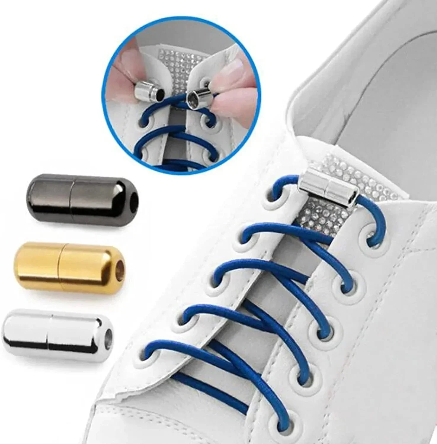 Cordones de zapatos, hebillas semicirculares, conector de hebilla sin atar para zapatos, zapatillas, cordones de zapatos, cordones de zapatos de amarre rápido, bloqueo de corbatas de cápsula de Metal