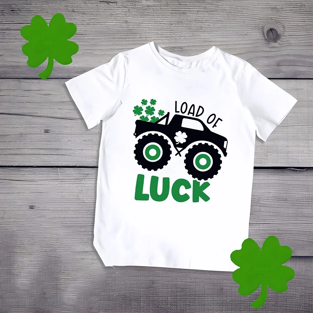 Kids St. Patrick's Day Shirts Loads of Luck Boys St Patricks Day Shirt Kids Funny Irish Clover St Saint Patricks Day Tee Clothes